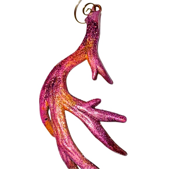 Set of (3) Gold, Pink, & hints of Red Antler Ornaments - Picture 9 of 16